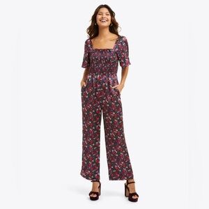 Draper James Floral Smocked Square-neck Jumpsuit NEW